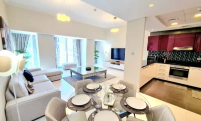 Experience exclusivity in this spacious 2-bedroom apartment overlooking the marina.